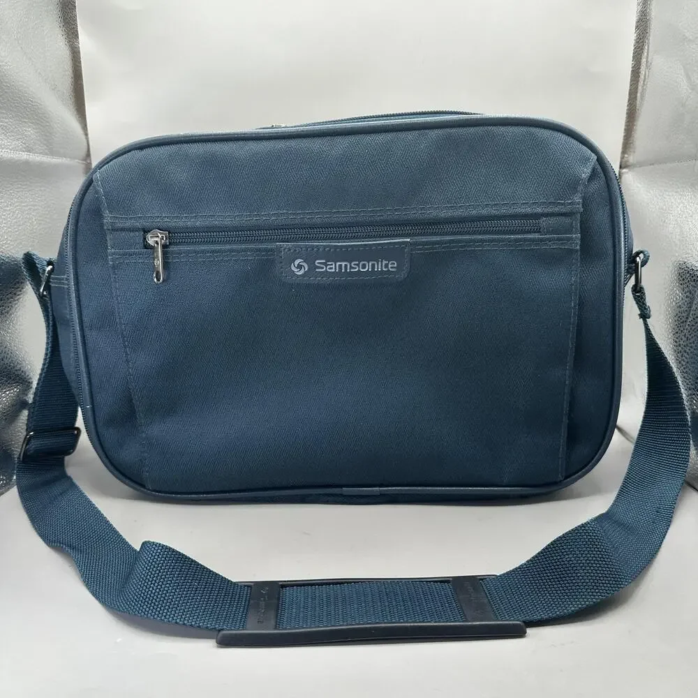 Vintage 80s Samsonite Easy Going II Crossbody Bag Blue Travel Adjustable Strap